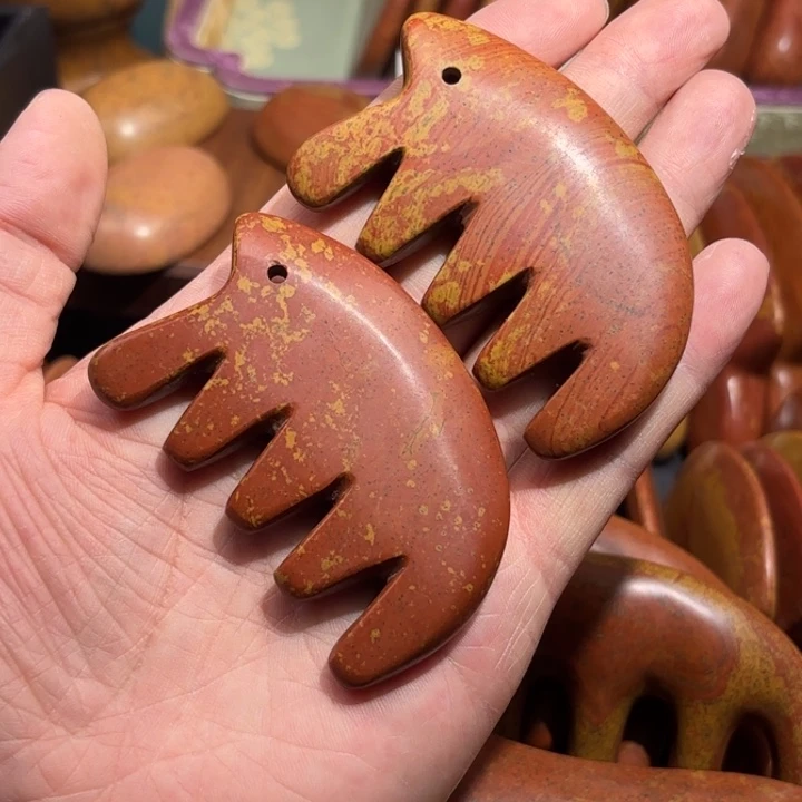 红砭石精品款小象按摩梳