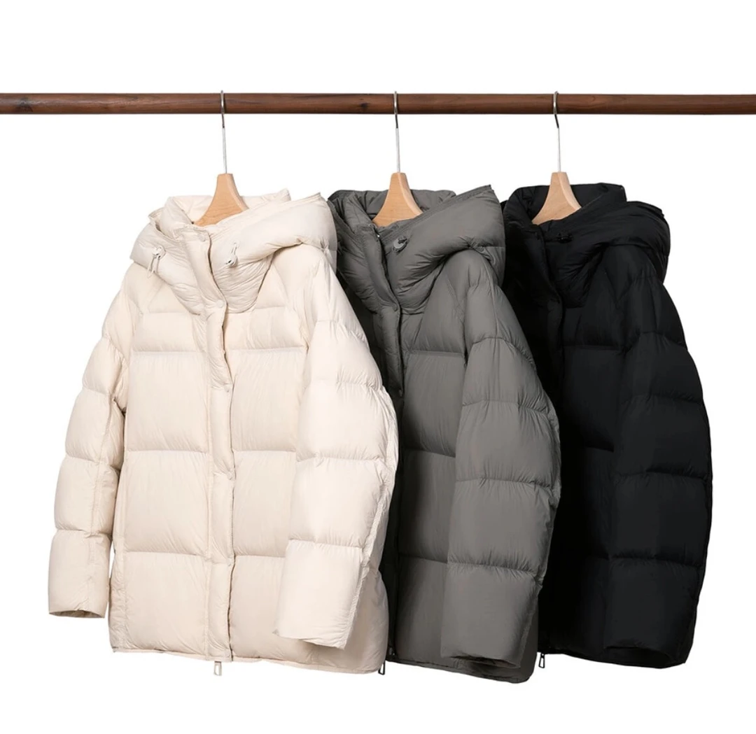 2024冬季新款鹅绒服90白鹅绒时尚中长款休闲宽松连帽568