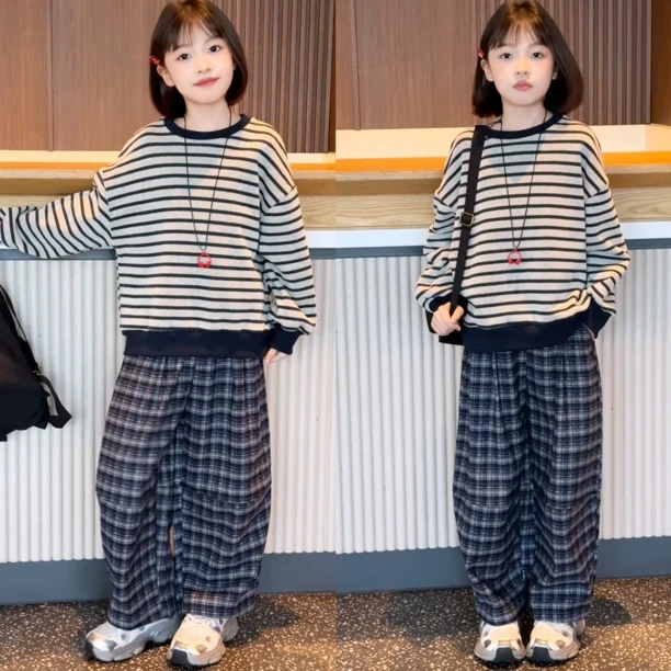 女童秋套装2025新款洋气时髦中大童秋装高级感卫衣裤子韩系新