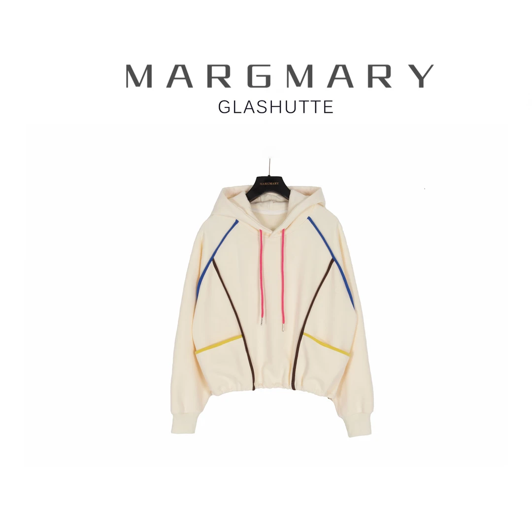 2024冬季设计师新款休闲时尚百搭高级彩虹条连帽卫衣