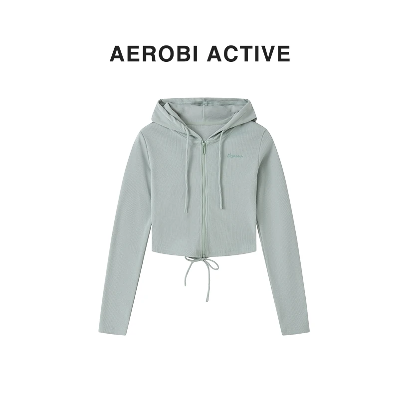 AEROBI ACTIVE春季连帽时尚女士休闲百搭修身长袖上衣4461