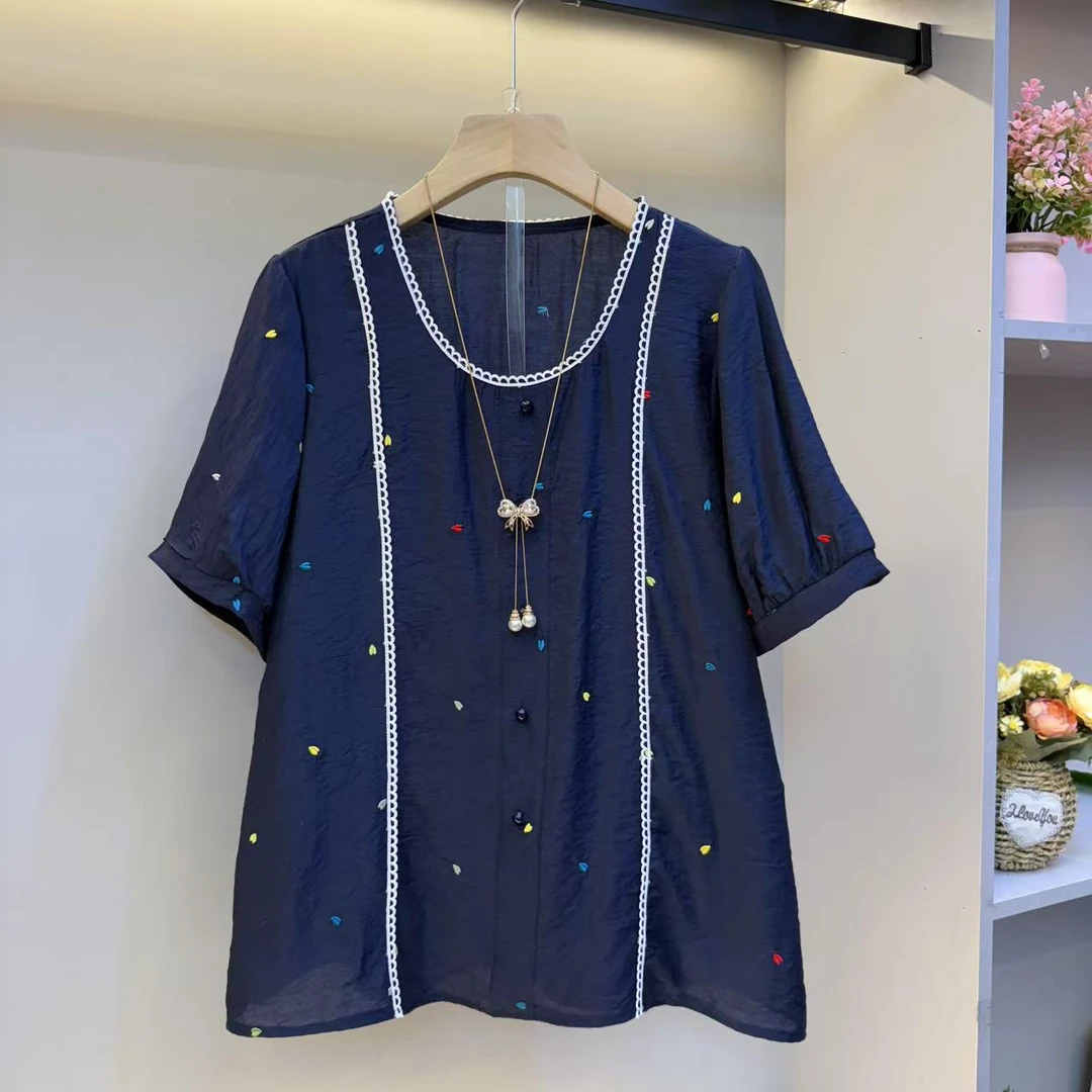 2025欧货新款设计感刺绣爱心宽松韩版休闲减龄上衣衬衫