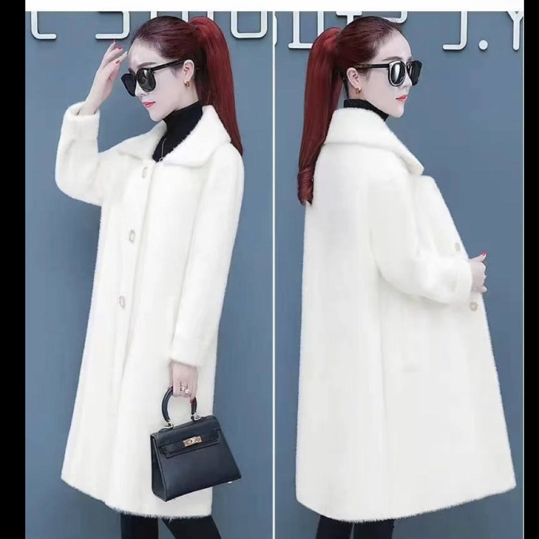 610#-4【衣长92】秋冬新款时髦洋气加厚水貂绒中长款外套