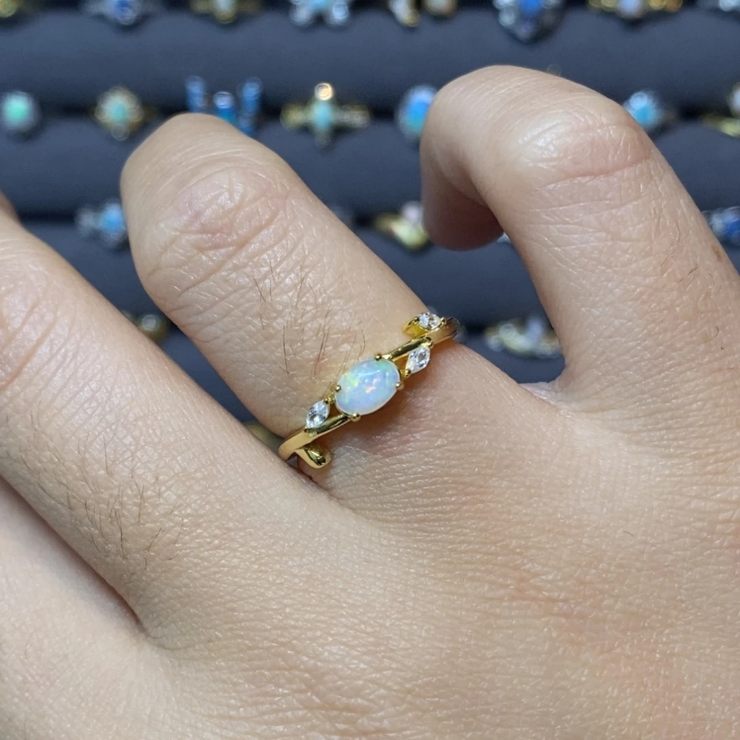 欧泊珠宝奇石银S925镶嵌戒指