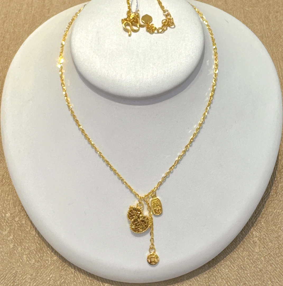 2B足金5G碎冰葫芦套链7.19g