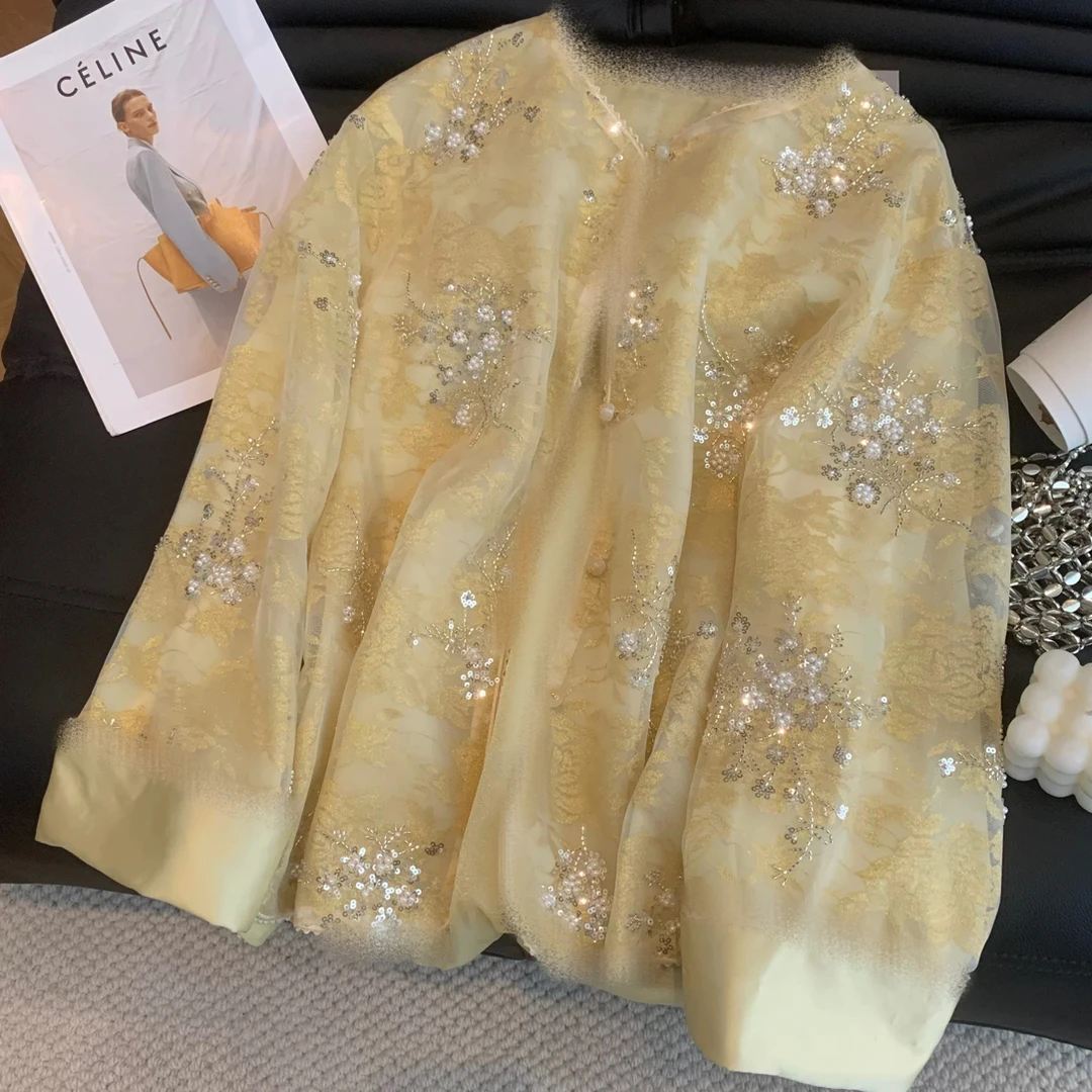 璀璨星河-新中式中国风春秋款百搭气质现实钉珠重工外套