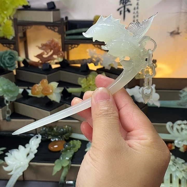 蛇纹石玉合金发饰