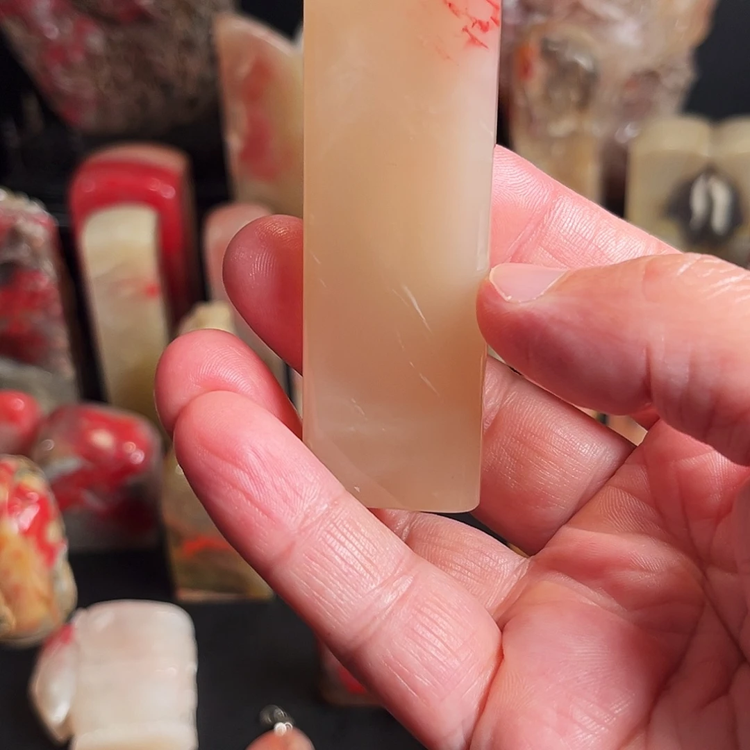 印石巴林石巴林玻璃冻鸡血石章