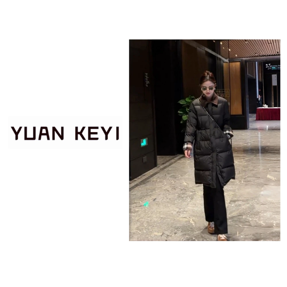 YUANKEYI 备  “小暖炉”  灯芯绒翻领中长款90白鹅绒服【干洗】