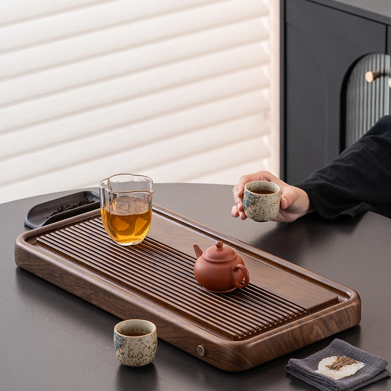 高端茶盘家用客厅茶台排水式实木茶具长方形托盘干泡盘干泡台茶盘