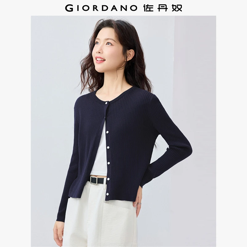 佐丹奴针织衫女装秋冬百搭纯棉圆领长袖针织开衫 13355204