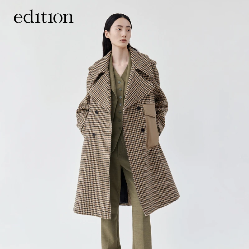 【金拐子专属】edition复古格纹羊毛呢大衣外套#EBB4OVC007