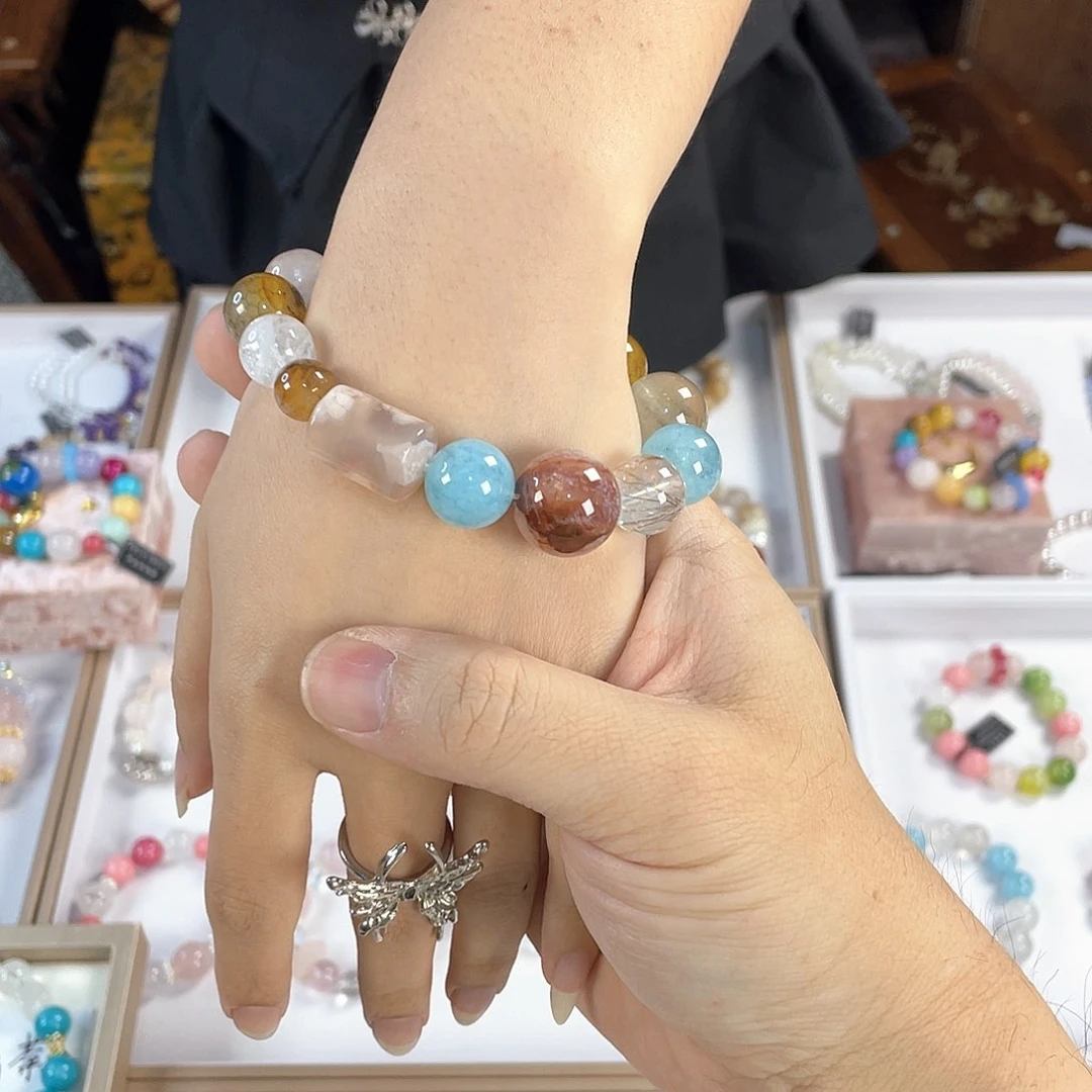 水晶手链银S925镀金镶嵌