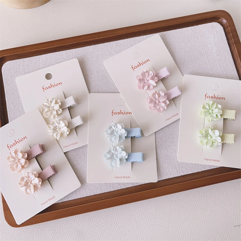 幼儿发饰宝宝包布儿童发夹女孩碎发夹清新花朵款不伤发边夹刘海夹