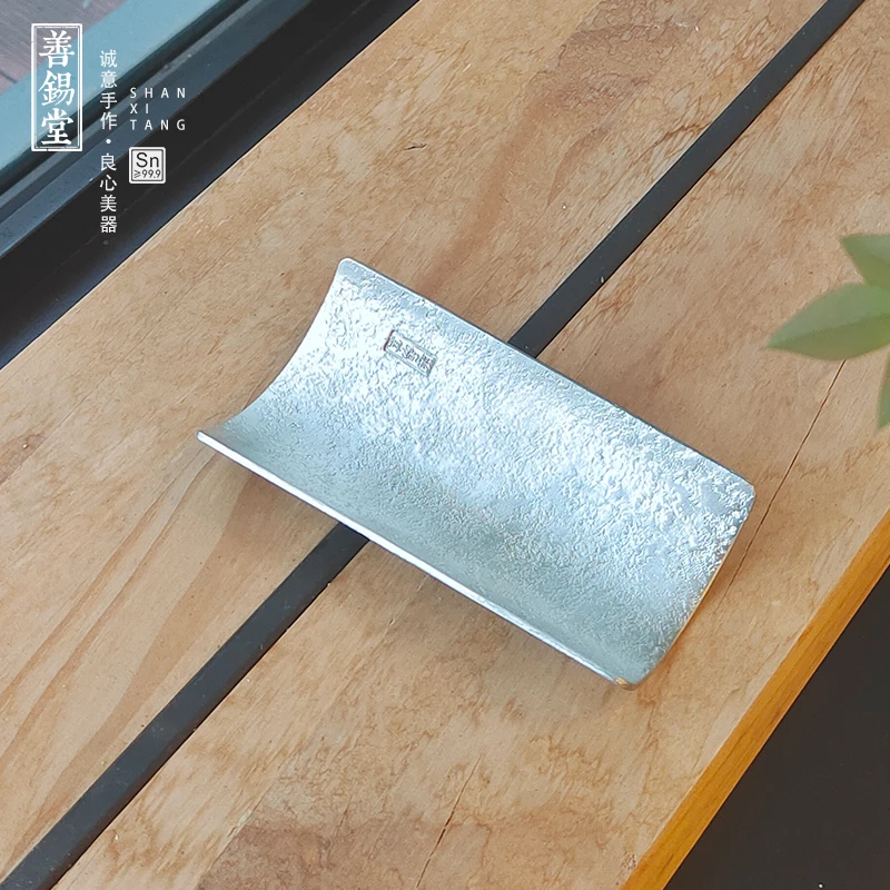 善锡堂纯锡锤纹小茶则茶道配件999纯锡纯手工