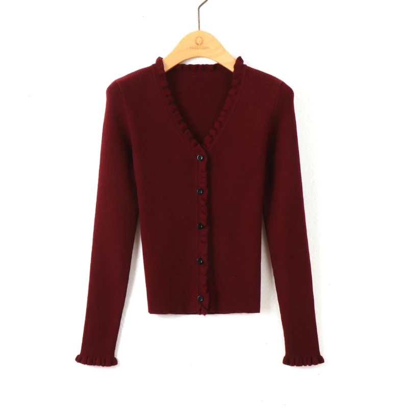 【V1】新款春秋薄款V领针织衫女开衫宽松百搭时尚长袖上衣外套