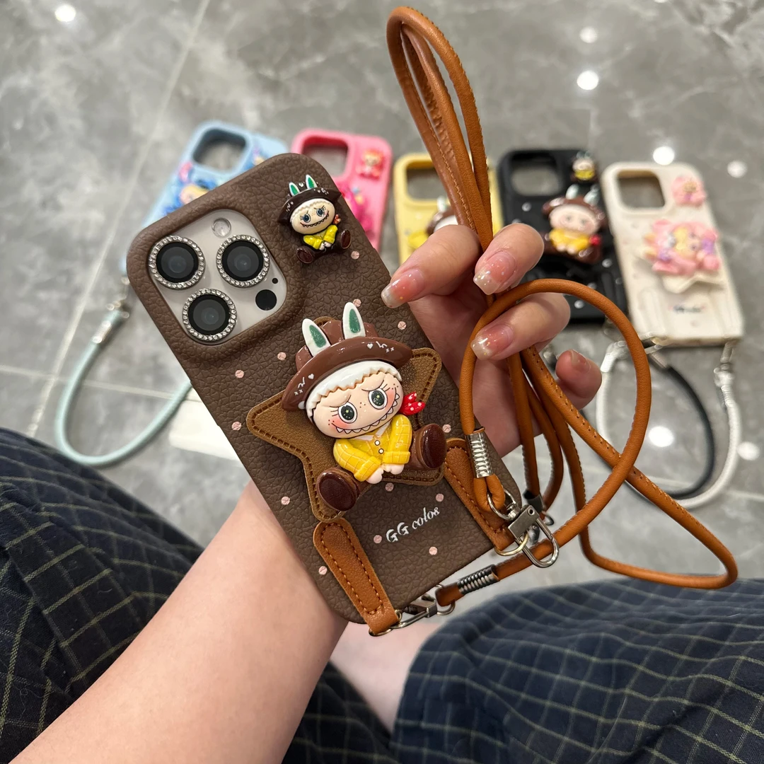 立体公仔适用苹果16promax手机壳iPhone14plus新款15/12/13皮纹17