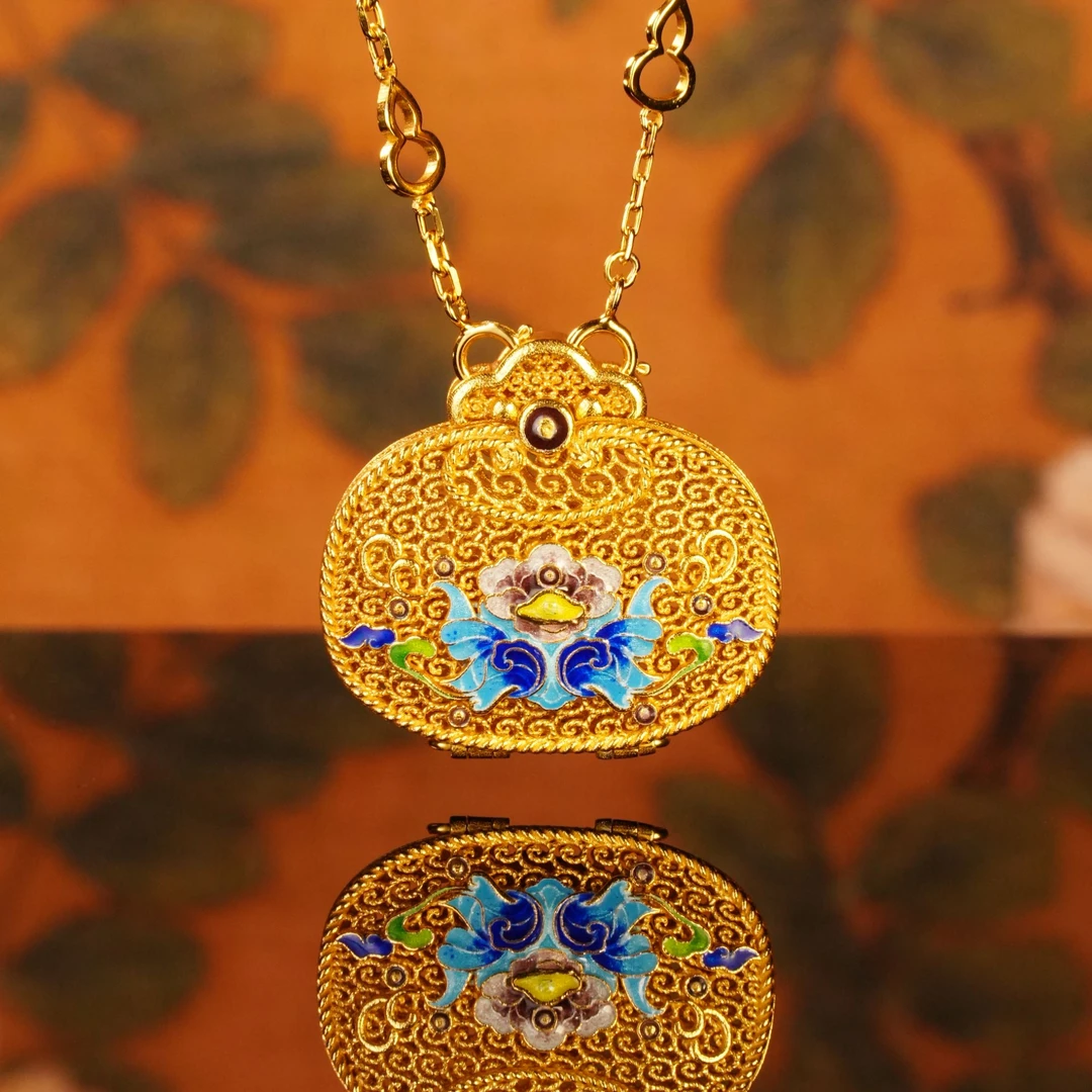 坠链均925银 【香囊项链吊坠】纯手工花丝复古气质古风古法镶嵌传承