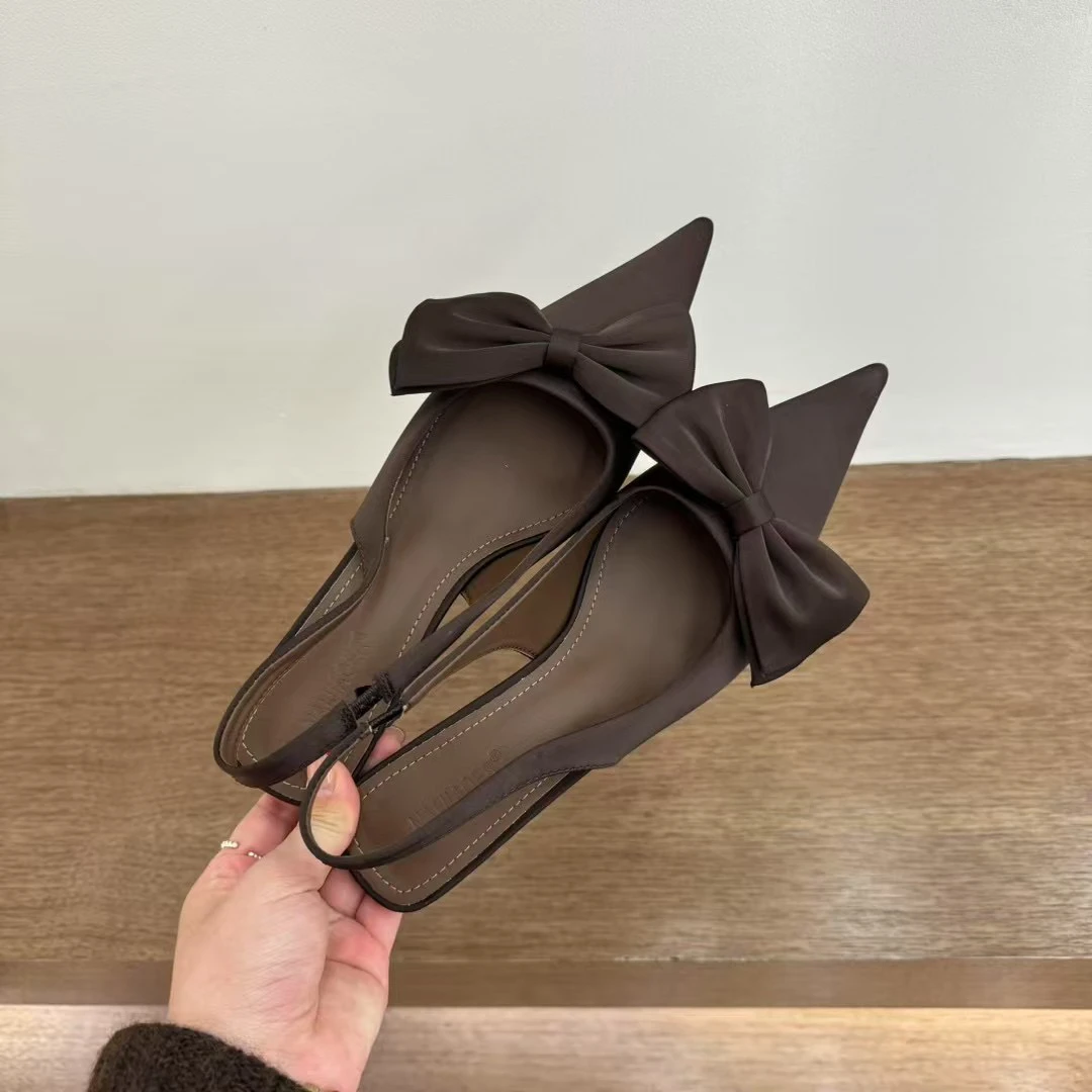 2025新款小众设计感蝴蝶结包头凉鞋绝美豹纹细跟温柔甜美高跟鞋女