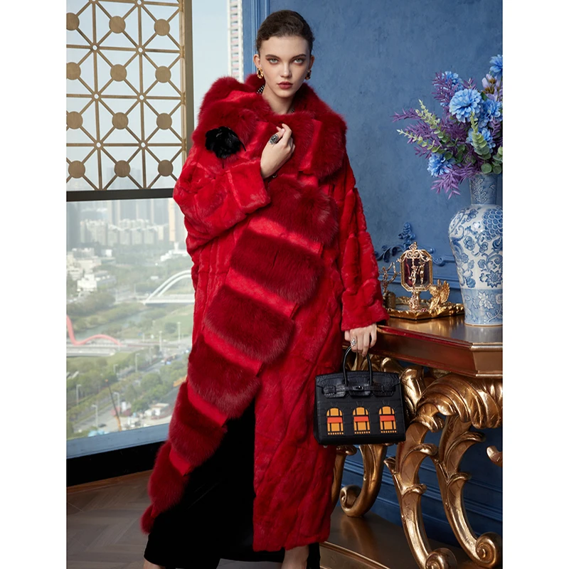 【锦上添花】2025年冬季新款女装大衣女外套Z25835-P红色