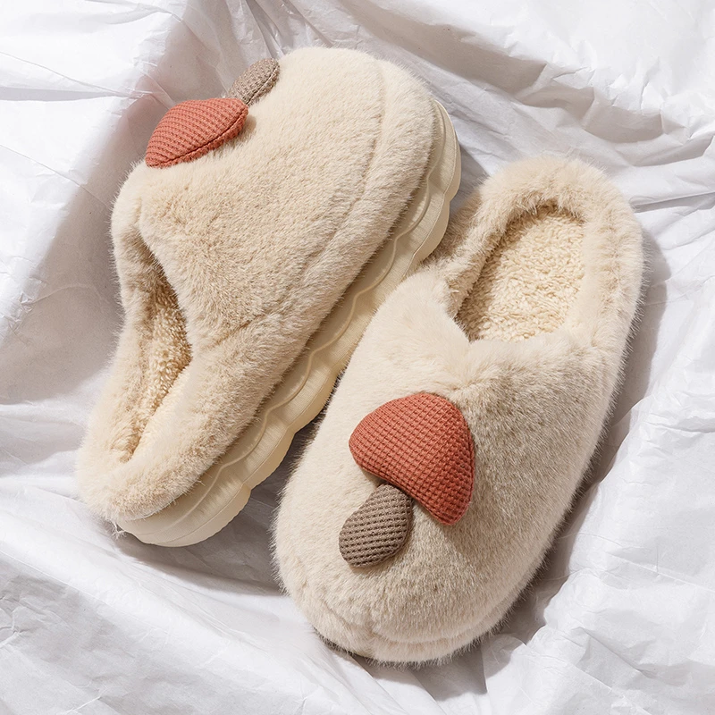 厚底棉拖鞋女款2025新款冬季室内家居保暖防滑小蘑菇毛毛绒棉拖男
