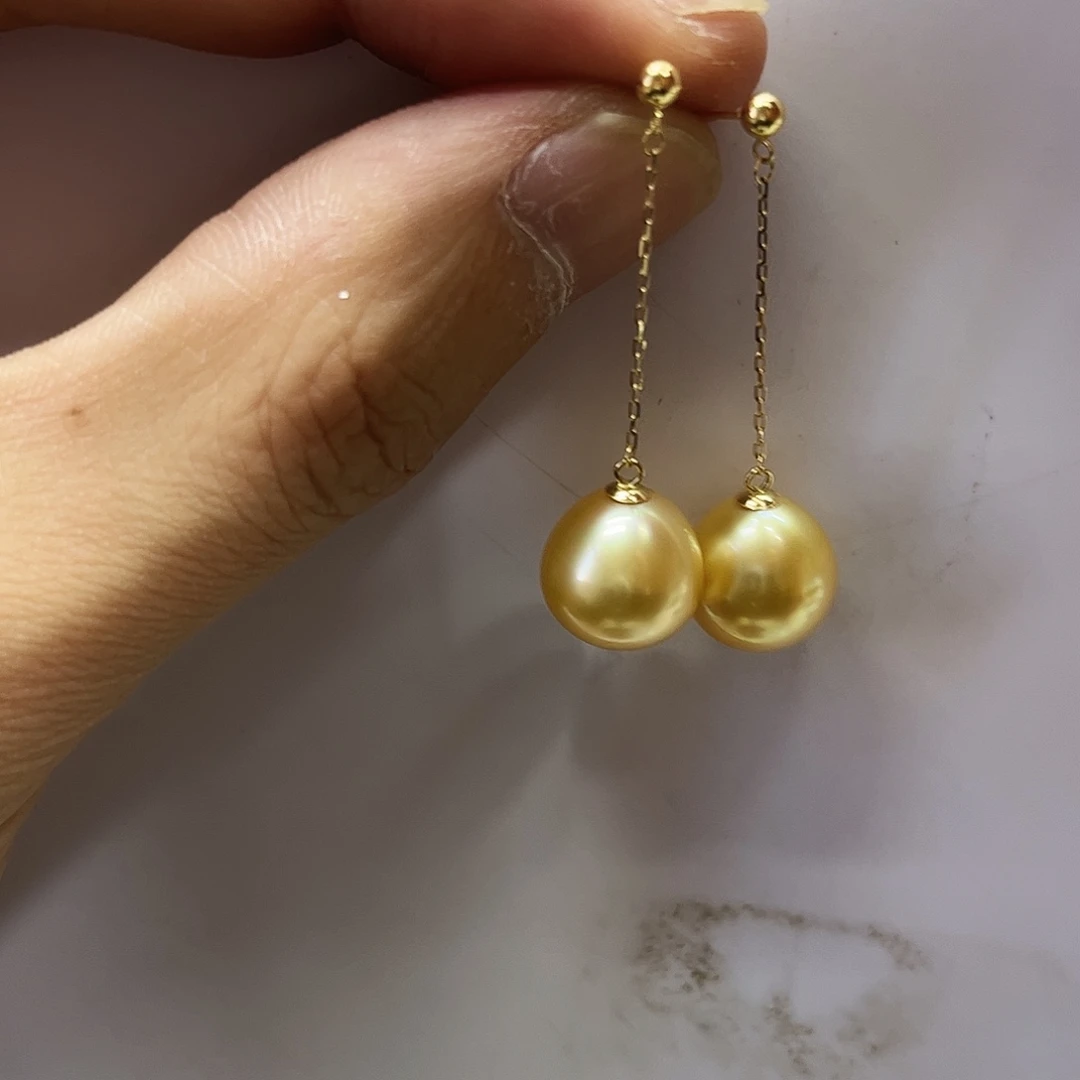 耳饰18K金镶嵌海水珍珠