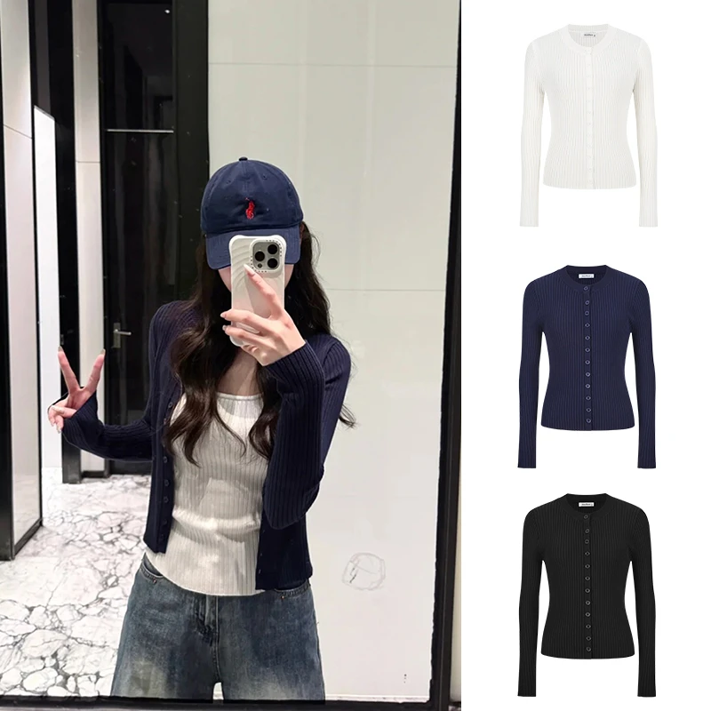 Moses Queen/魔西女王凉感排扣针织开衫外套内搭吊带背心两件套女