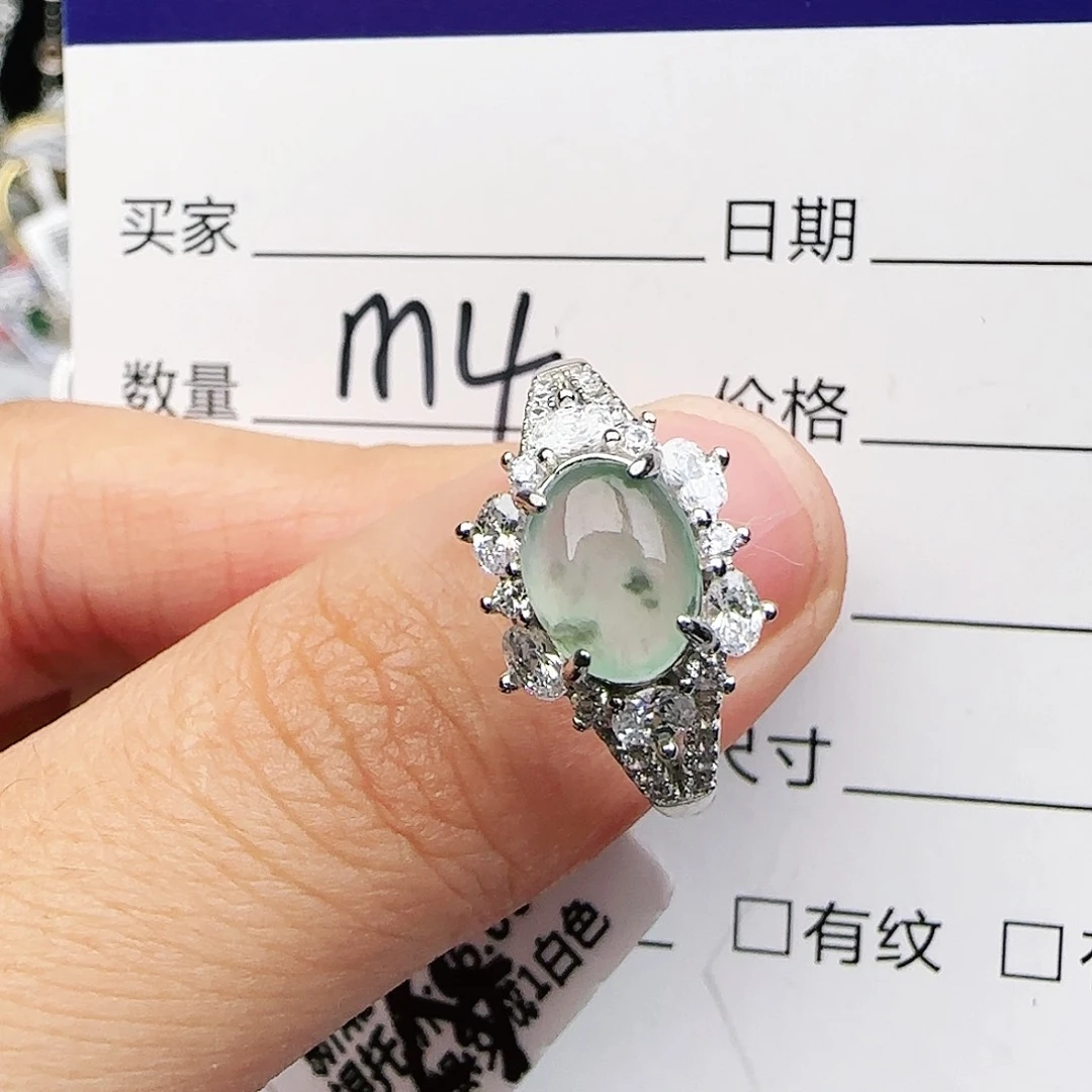 银S925镶嵌戒指翡翠戒指
