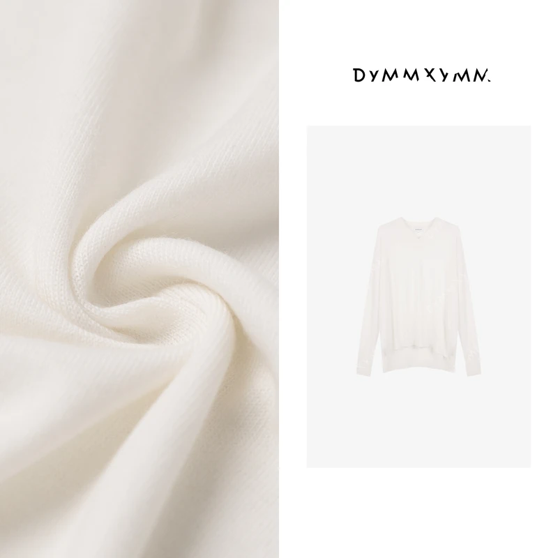 【DYMMXYMM】-早春极简风高级感白色V领全毛毛衣-5SS6095