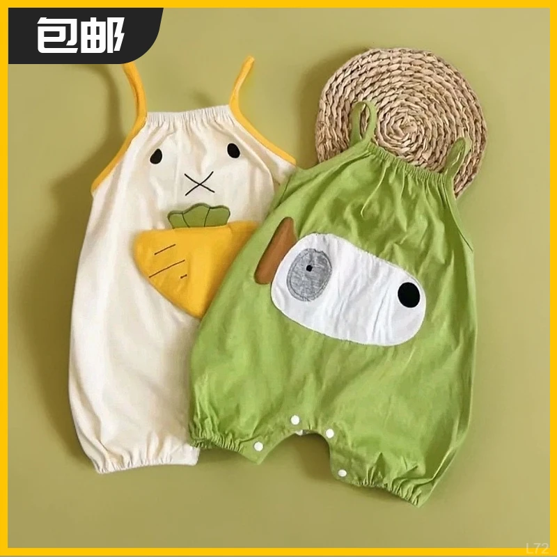 可爱包屁衣纯棉宝宝超卡通婴儿连体衣夏季薄款夏天哈衣网红吊带萌