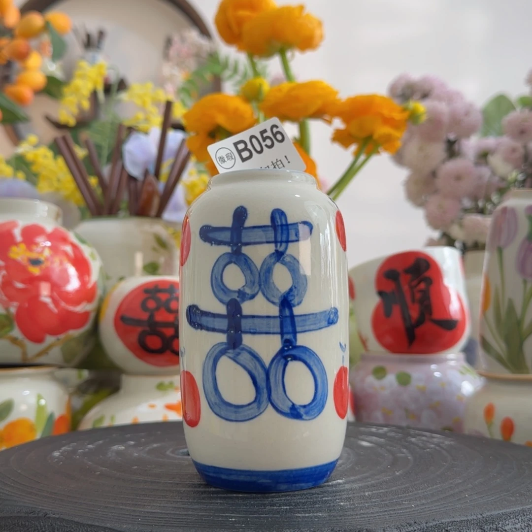 摆件景德镇原创手绘陶瓷花瓶摆件