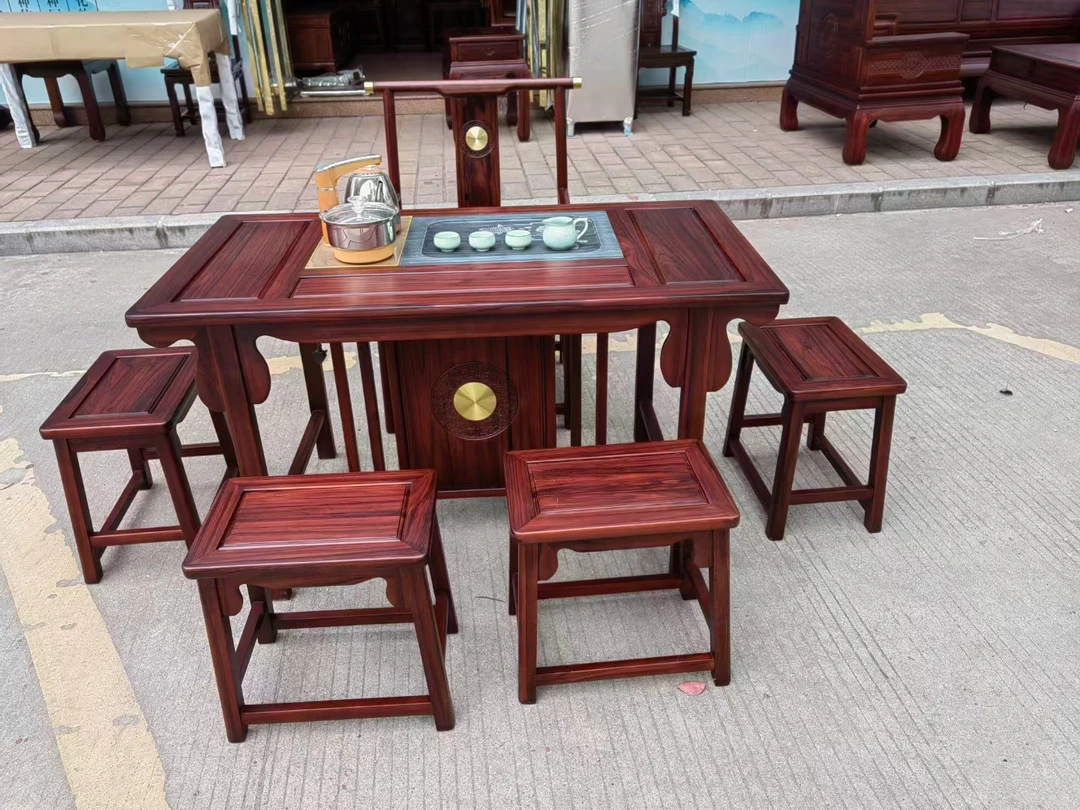艺平红木-电磁炉阳台客厅小桌椅简约三件套新中式1.28茶几家用