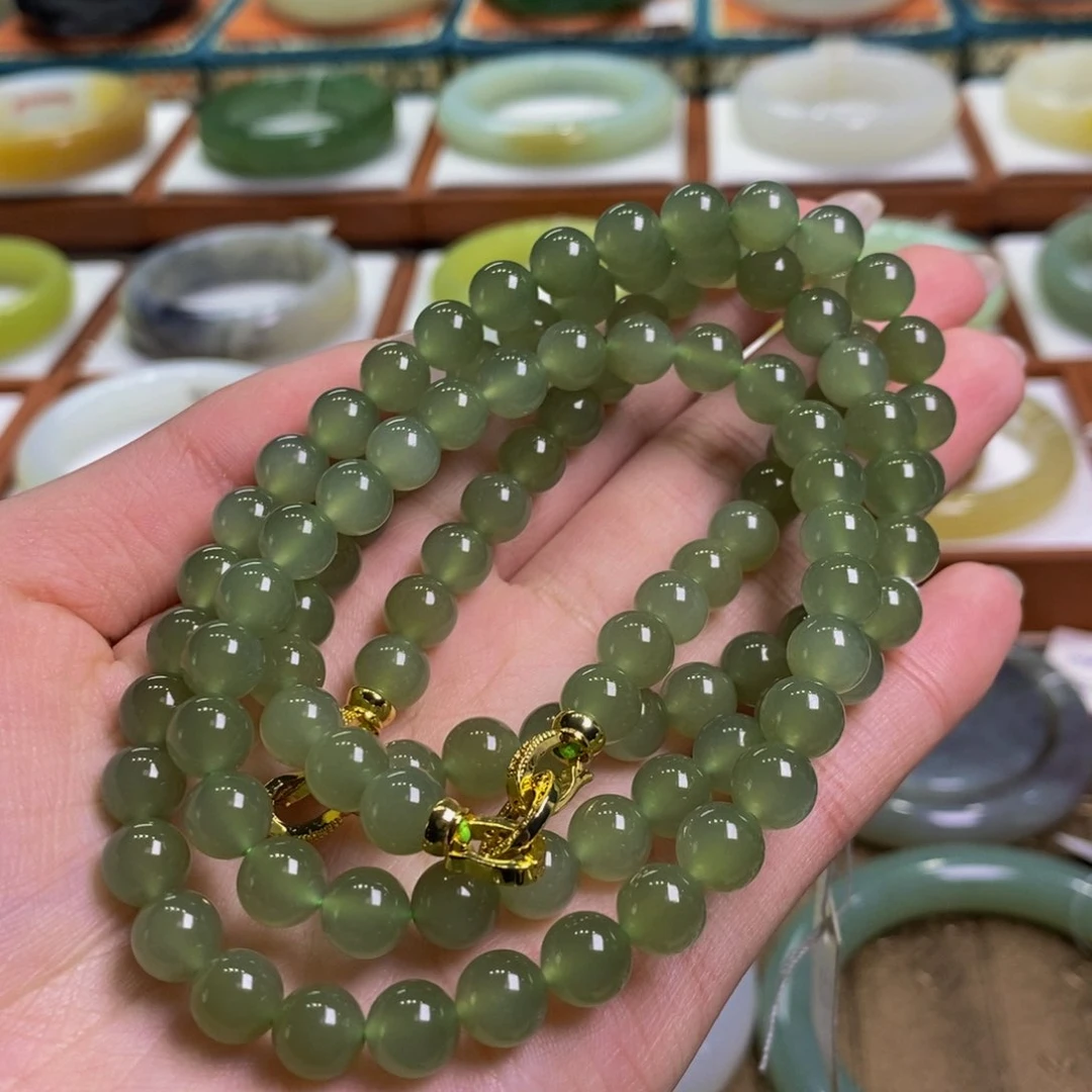 和田玉手镯未镶嵌高冰晴水手串➕项链