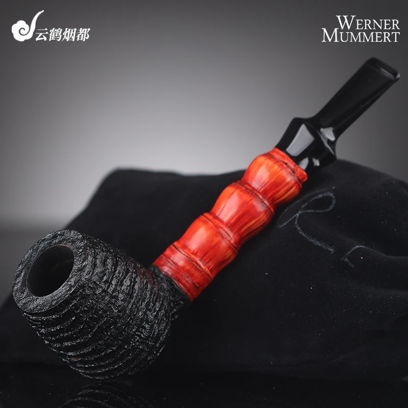 德国Werner Mummert维纳·孟麦特手工石楠木烟斗黑雕刻竹节直斗