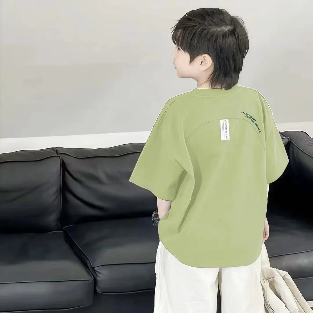 儿童短袖男童女童夏季新款潮流拼接出游T恤中大童韩版宽松帅气