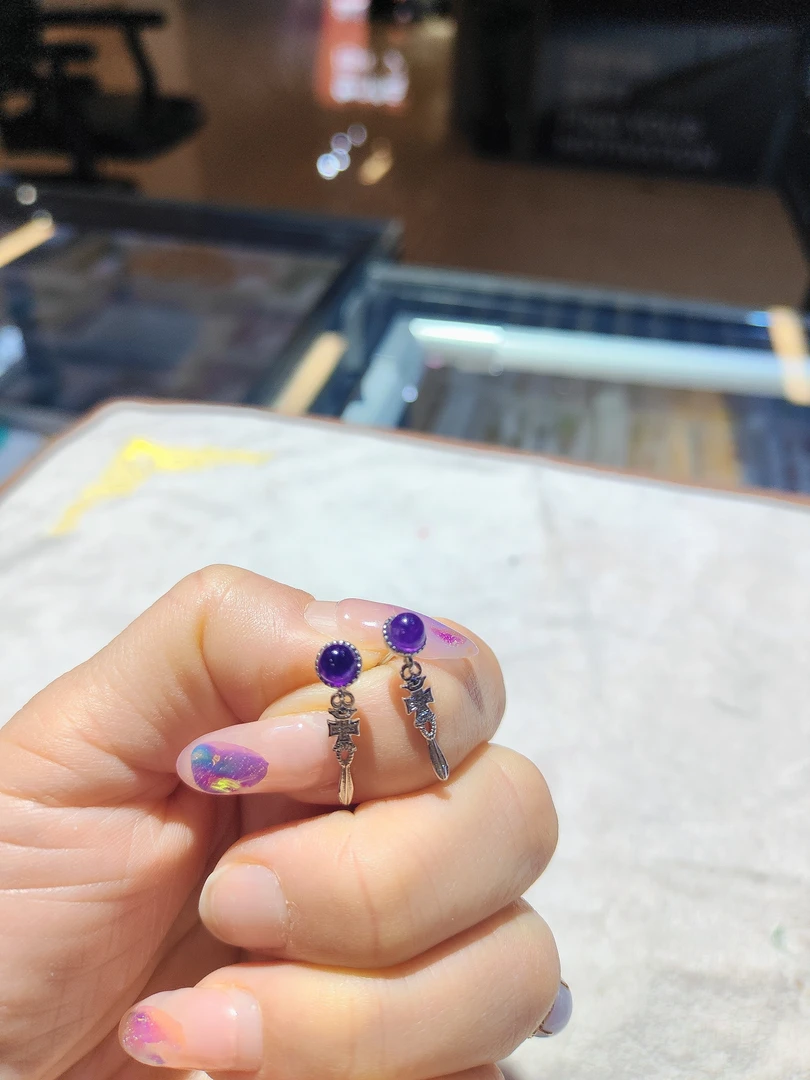 紫水晶耳坠紫气东来