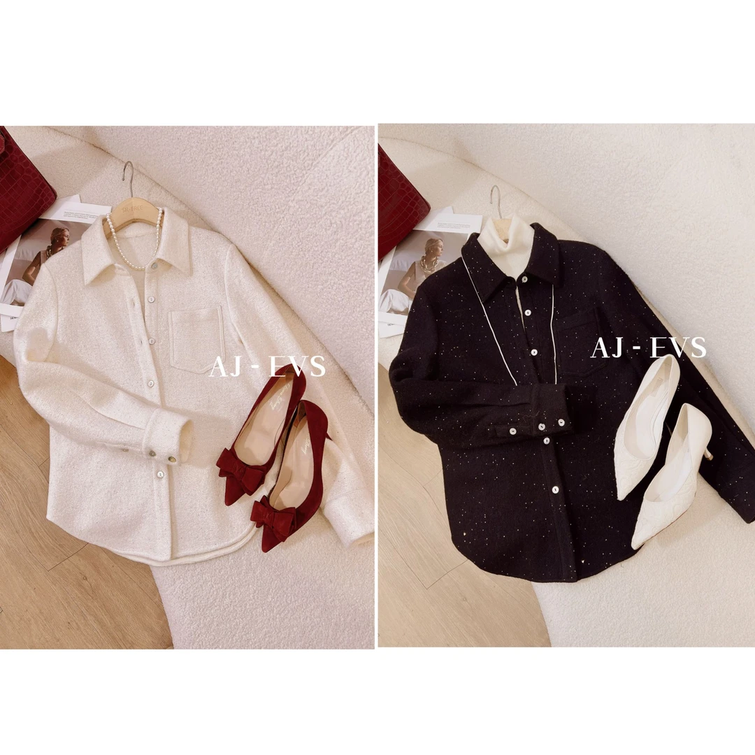 AJ-EVS【星河再现· 意大利进口亮片羊毛高奢衬衫】