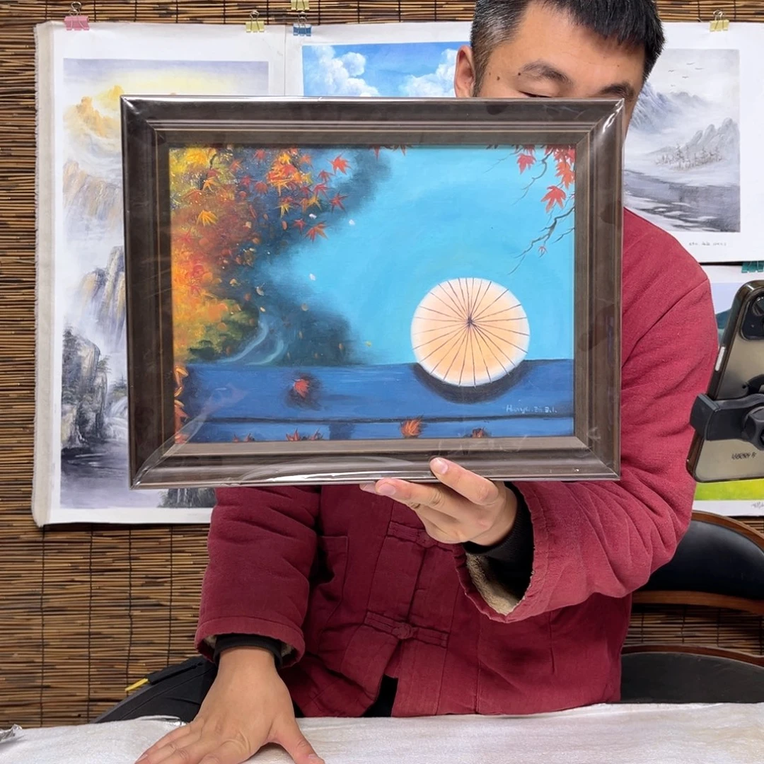 油画行路人小院绘画作品竞拍