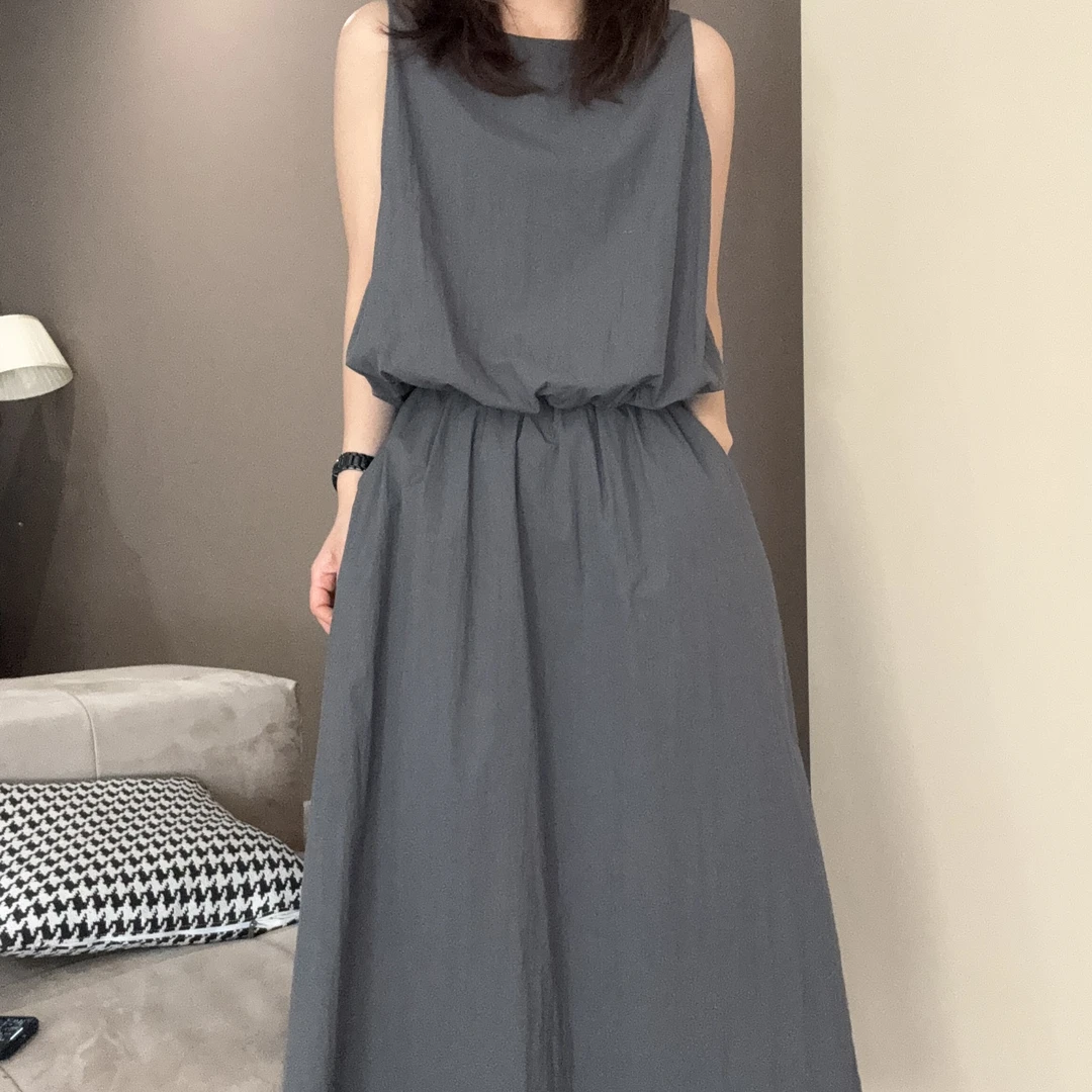 圆领无袖背心+高腰半身裙女夏季新款韩版工装休闲减龄两件套24321