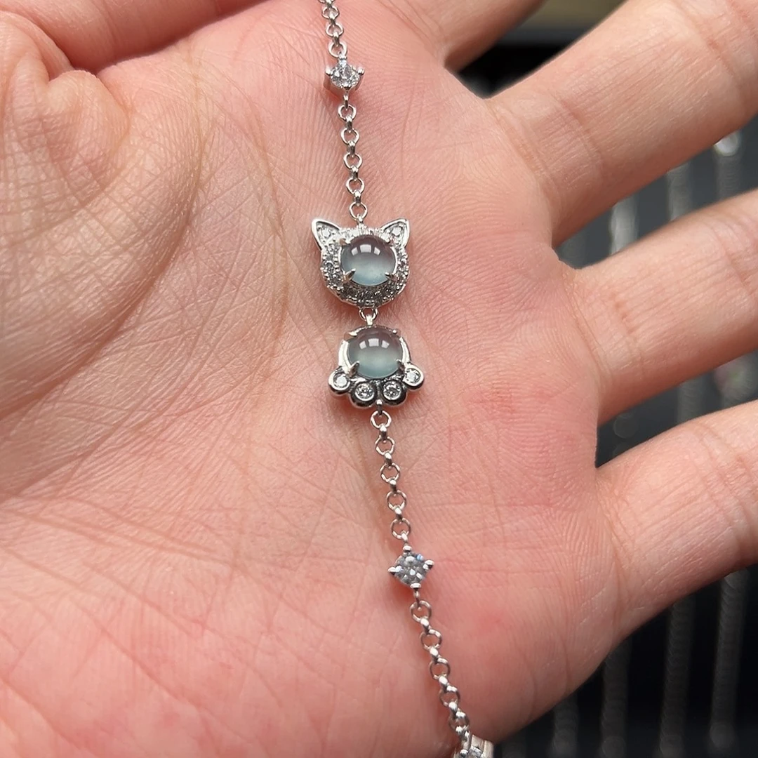 翡翠银S925镶嵌手链