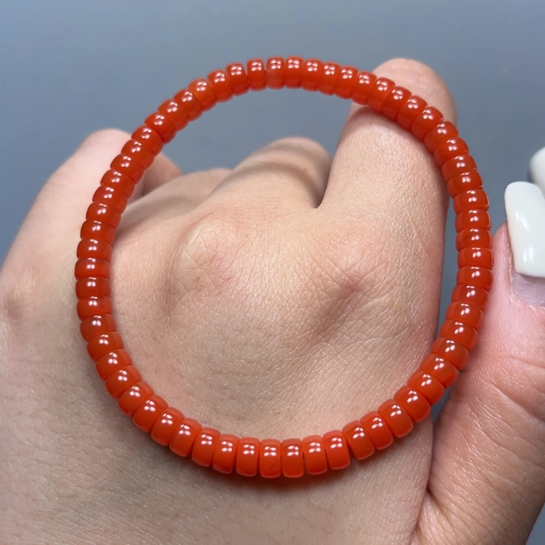 南红玛瑙柿子红药片单圈5mm未镶嵌