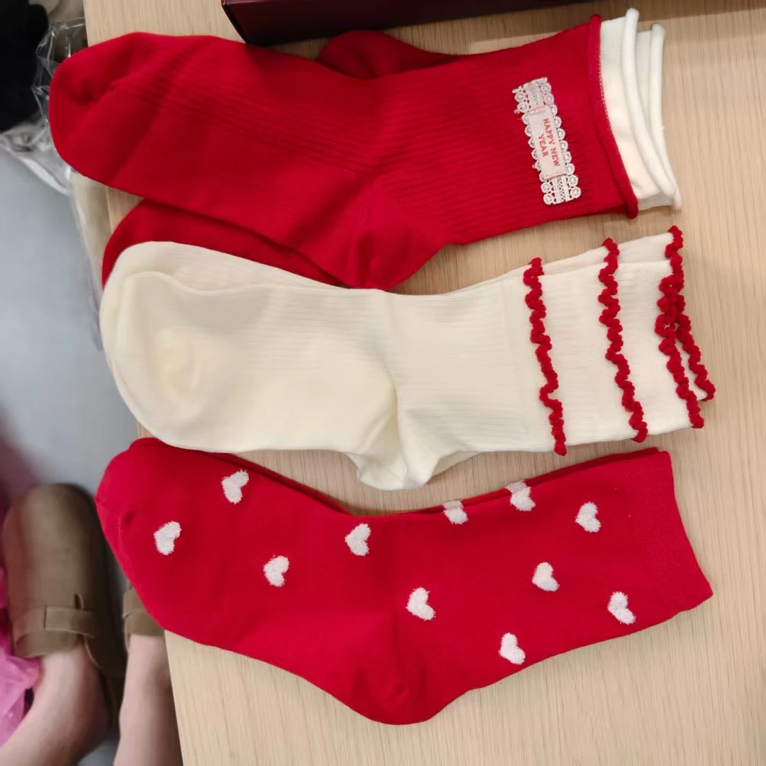 suxi家圣诞新年款喜气女袜