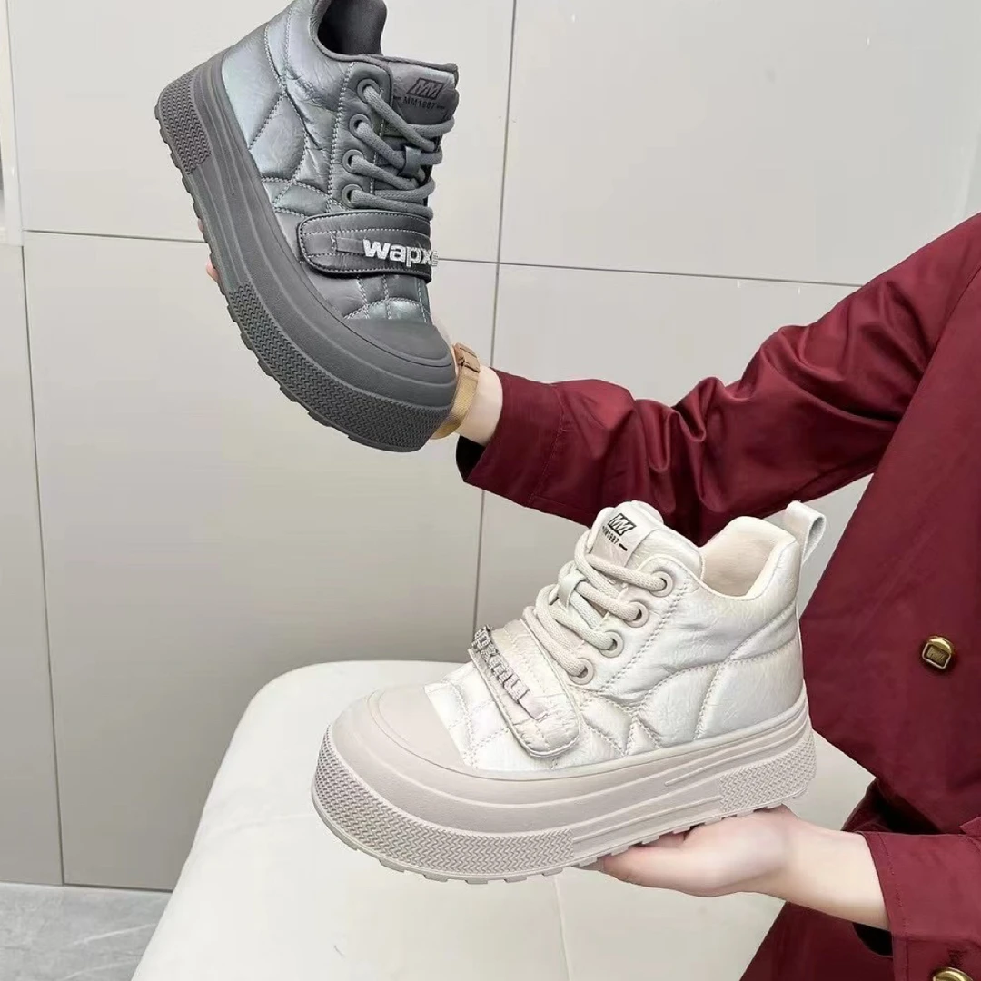 ［赫丽嘉］新款高邦板鞋，牛筋布+防滑胶底4cm，减龄时尚百搭超舒适！