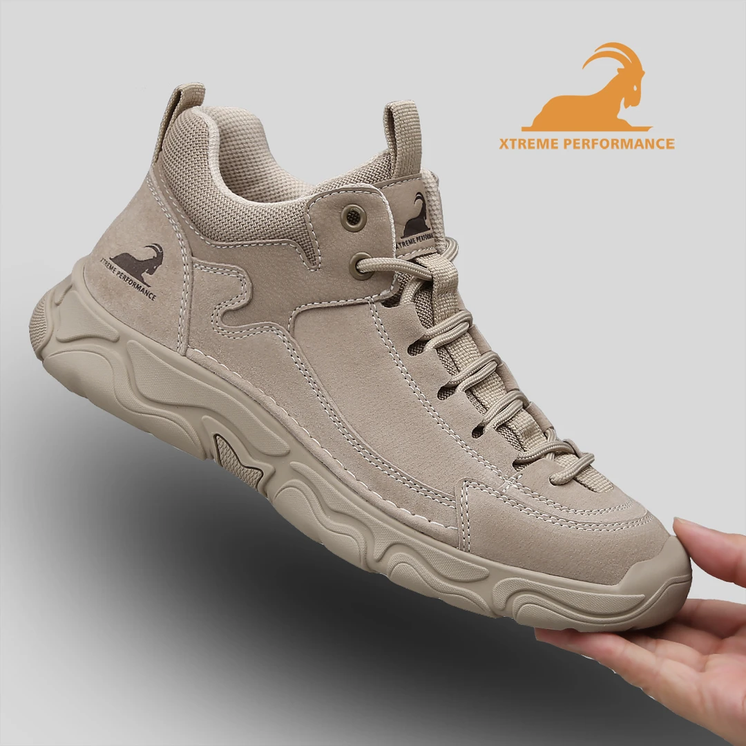 公羊男鞋2025秋季户外厚底徒步休闲鞋新款时尚百搭网面登山运动鞋