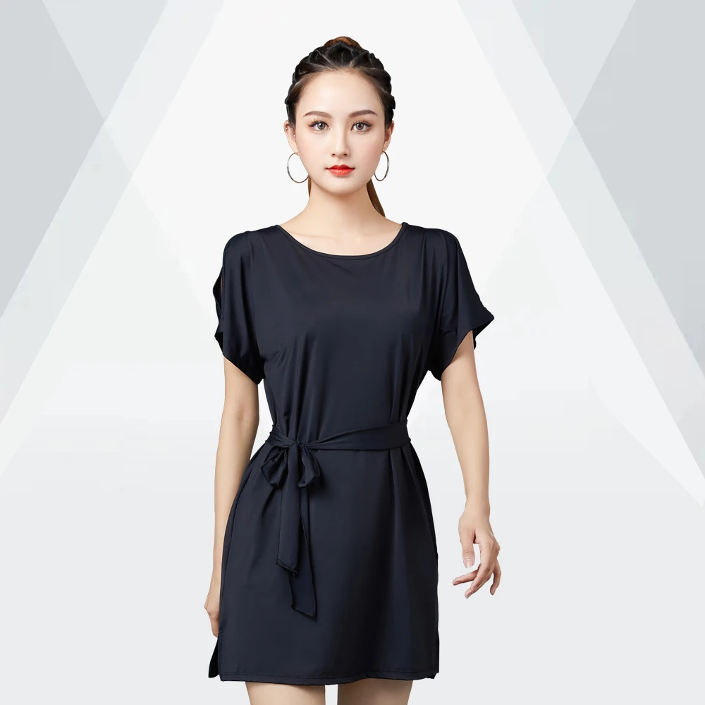 拉丁舞服装春夏成人女连衣裙2025新款宽松短裙舞蹈练功服训练上衣