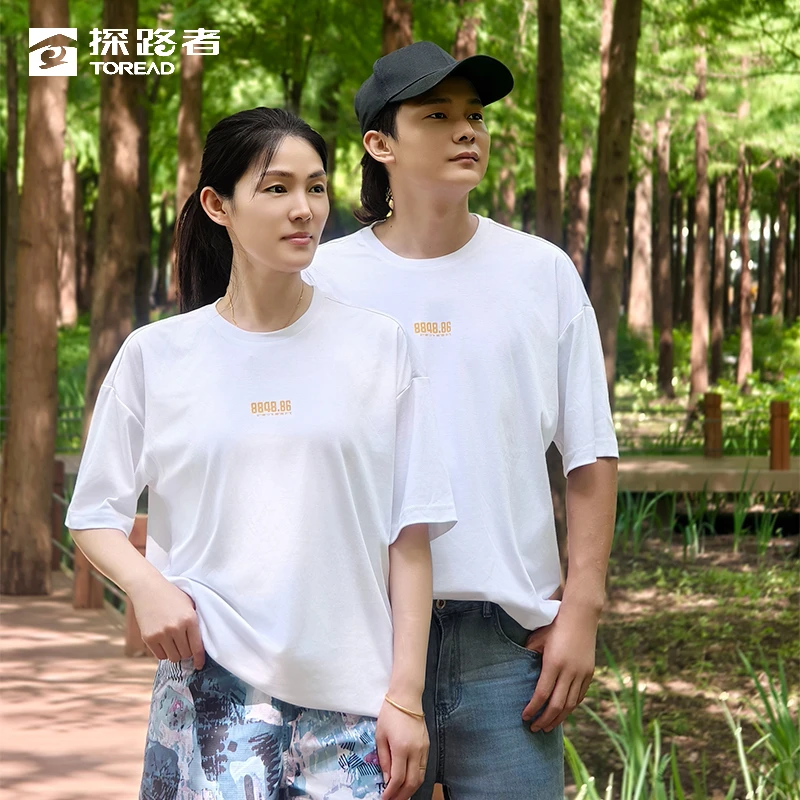 TOREAD/探路者短袖棉T恤男女通款夏季印花圆领短袖舒适宽松运动