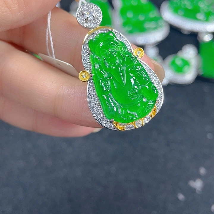 翡翠银S925镶嵌吊坠(不含链)