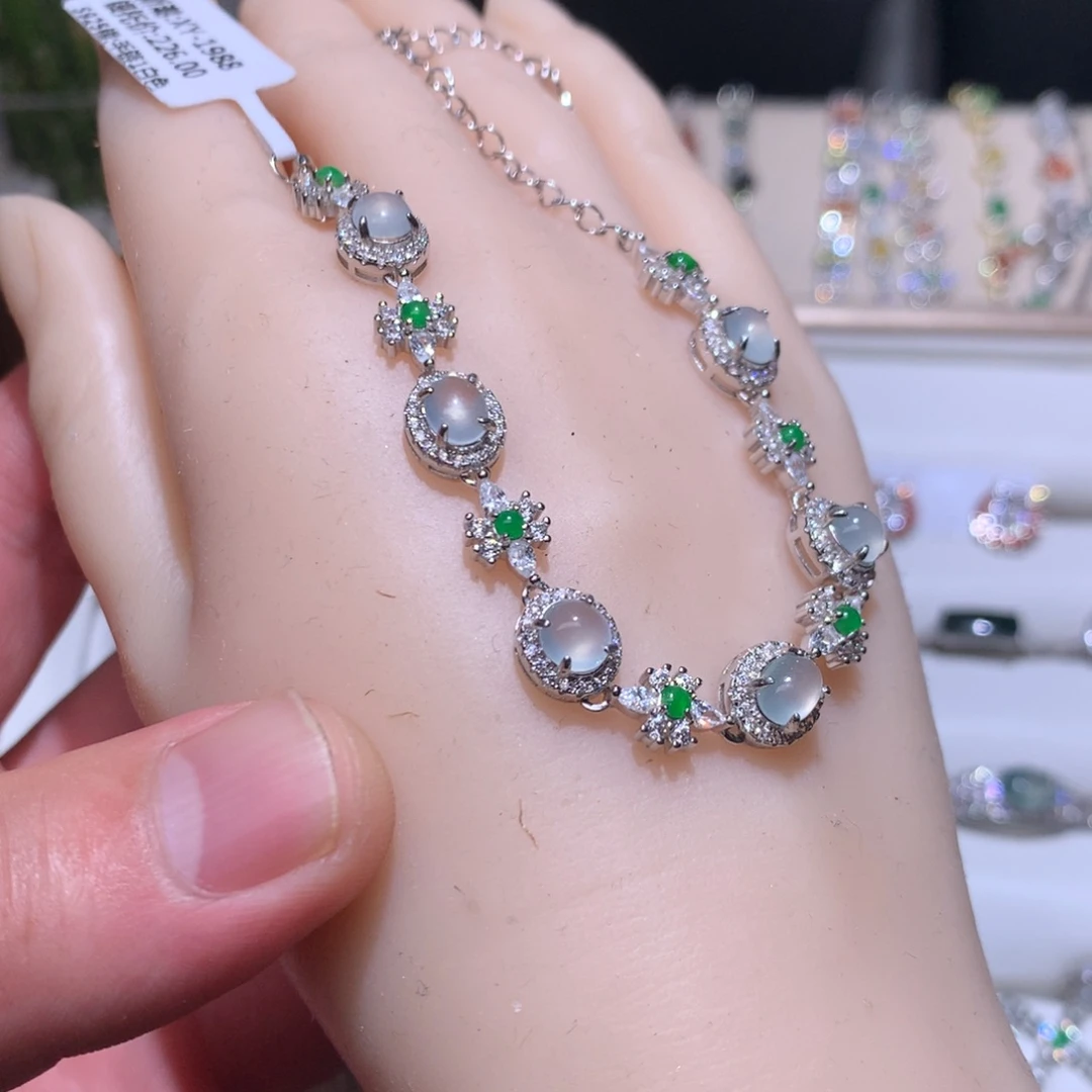 翡翠耳饰银S925镶嵌00038