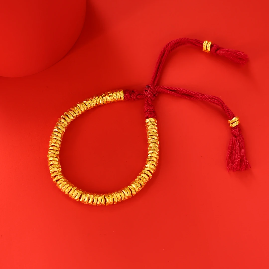 【巧儿专属】足金盘缠满串龙纹红绳