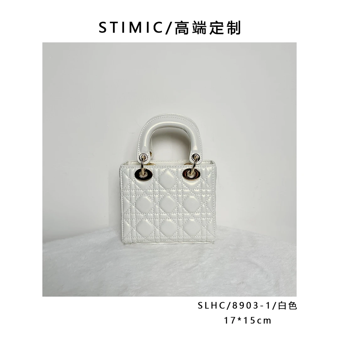 SLHC/8903-1/白色高端订制手工蜡线女士时尚单肩轻奢斜挎包8903